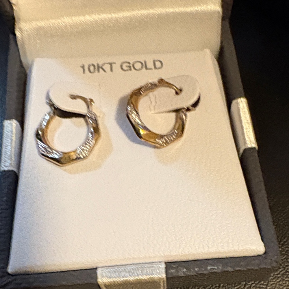 10KT Gold Two-Tone Hoop Earrings